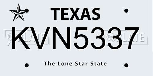KVN5337 Texas License Plate