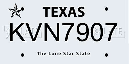 KVN7907 Texas License Plate