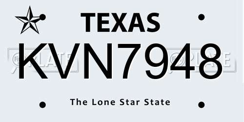 KVN7948 Texas License Plate
