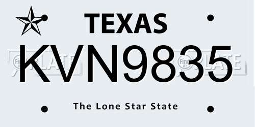 KVN9835 Texas License Plate