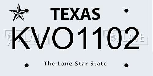 KVO1102 Texas License Plate