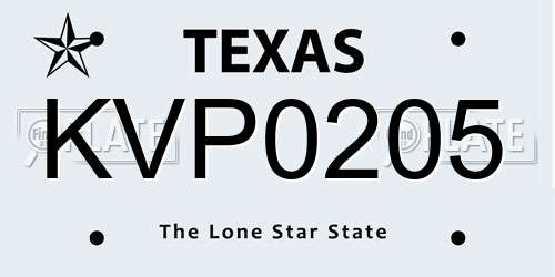 KVP0205 Texas License Plate