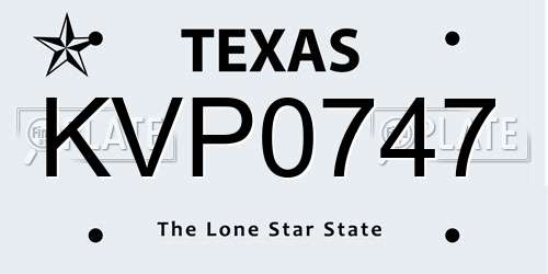 KVP0747 Texas License Plate