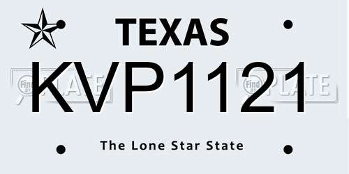 KVP1121 Texas License Plate