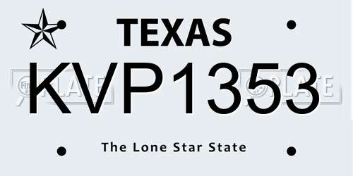 KVP1353 Texas License Plate