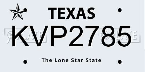 KVP2785 Texas License Plate