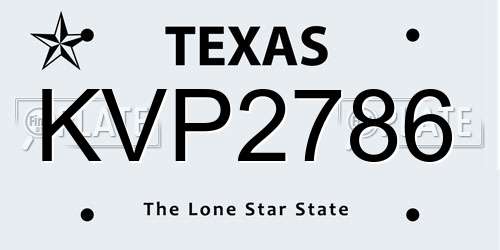 KVP2786 Texas License Plate