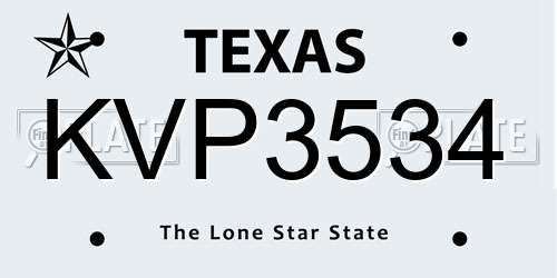KVP3534 Texas License Plate