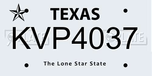KVP4037 Texas License Plate