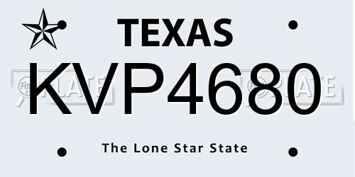 KVP4680 Texas License Plate