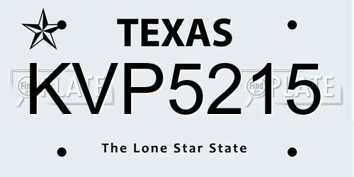 KVP5215 Texas License Plate