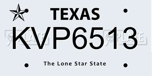 KVP6513 Texas License Plate