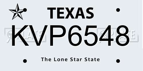 KVP6548 Texas License Plate