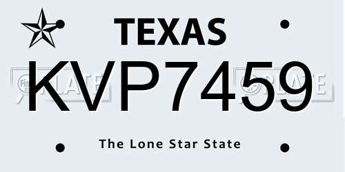KVP7459 Texas License Plate
