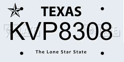 KVP8308 Texas License Plate