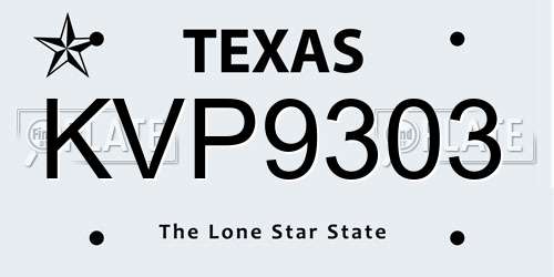 KVP9303 Texas License Plate