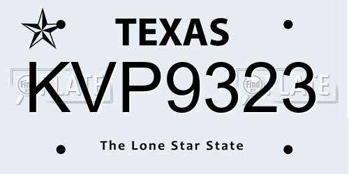 KVP9323 Texas License Plate