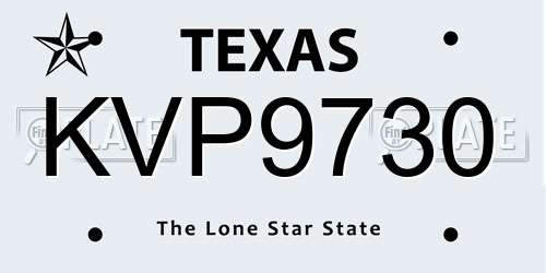 KVP9730 Texas License Plate