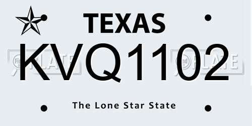 KVQ1102 Texas License Plate