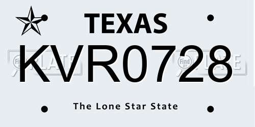 KVR0728 Texas License Plate
