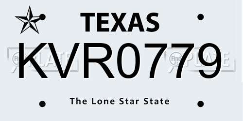 KVR0779 Texas License Plate