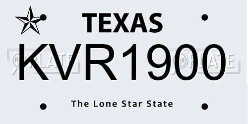 KVR1900 Texas License Plate