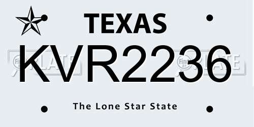 KVR2236 Texas License Plate