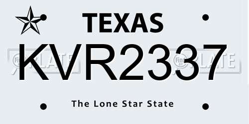 KVR2337 Texas License Plate