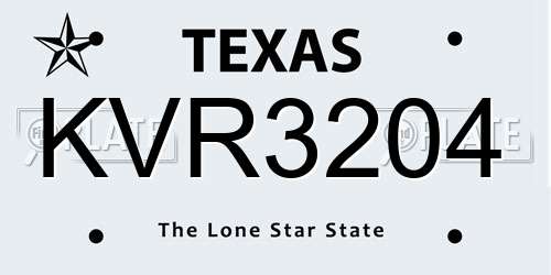 KVR3204 Texas License Plate