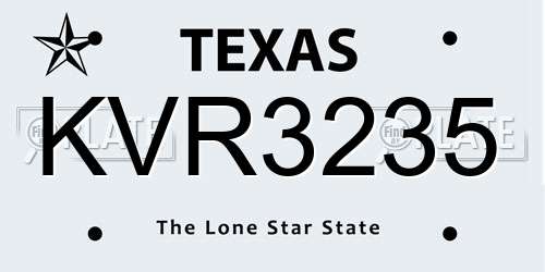 KVR3235 Texas License Plate