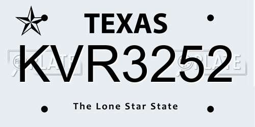 KVR3252 Texas License Plate