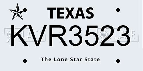 KVR3523 Texas License Plate