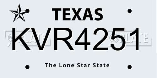 KVR4251 Texas License Plate