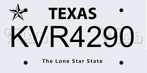 KVR4290 Texas License Plate