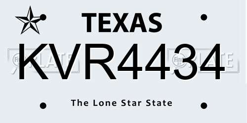 KVR4434 Texas License Plate