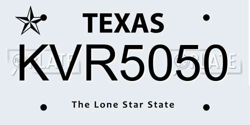 KVR5050 Texas License Plate