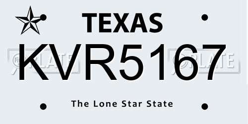 KVR5167 Texas License Plate