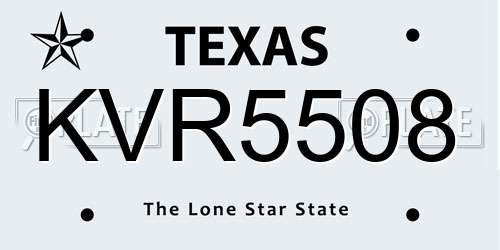 KVR5508 Texas License Plate