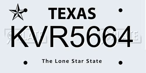 KVR5664 Texas License Plate