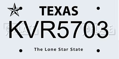 KVR5703 Texas License Plate
