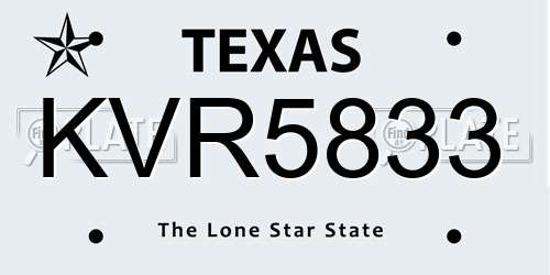 KVR5833 Texas License Plate