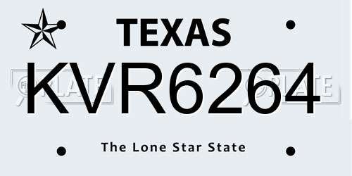 KVR6264 Texas License Plate