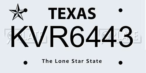 KVR6443 Texas License Plate