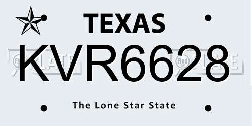 KVR6628 Texas License Plate