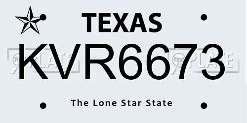 KVR6673 Texas License Plate