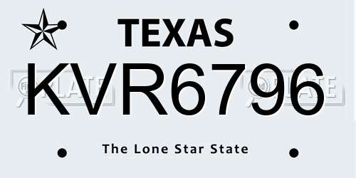 KVR6796 Texas License Plate