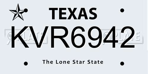 KVR6942 Texas License Plate