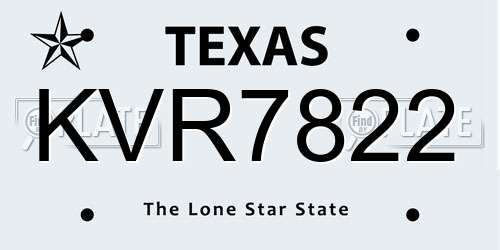 KVR7822 Texas License Plate
