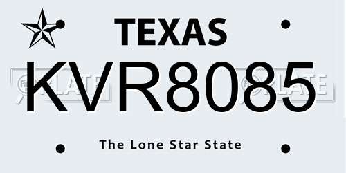 KVR8085 Texas License Plate