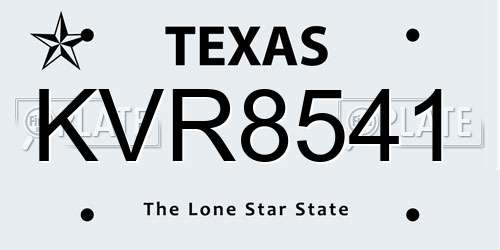 KVR8541 Texas License Plate